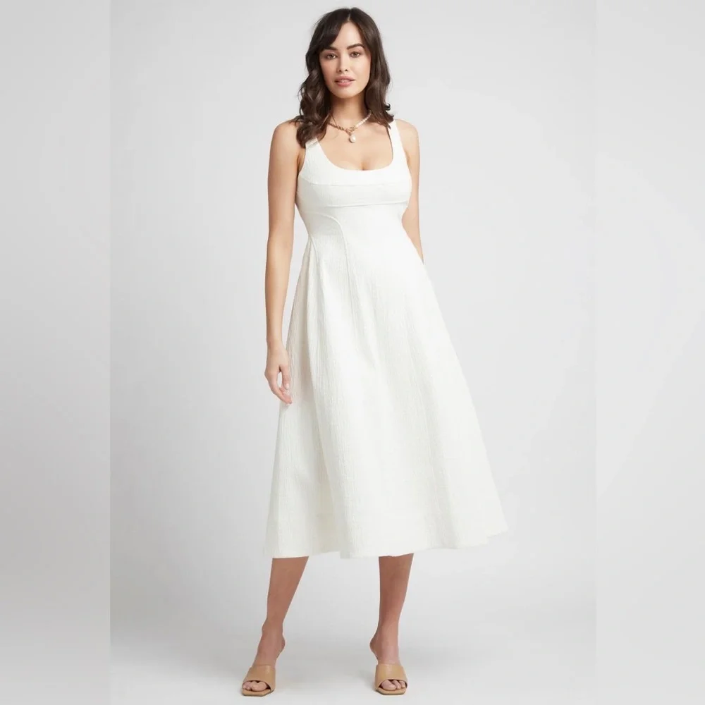 SHEIKE Blissful Ivory White Textured Midi Dress NWT RRP$250 - Picture 3 of 13
